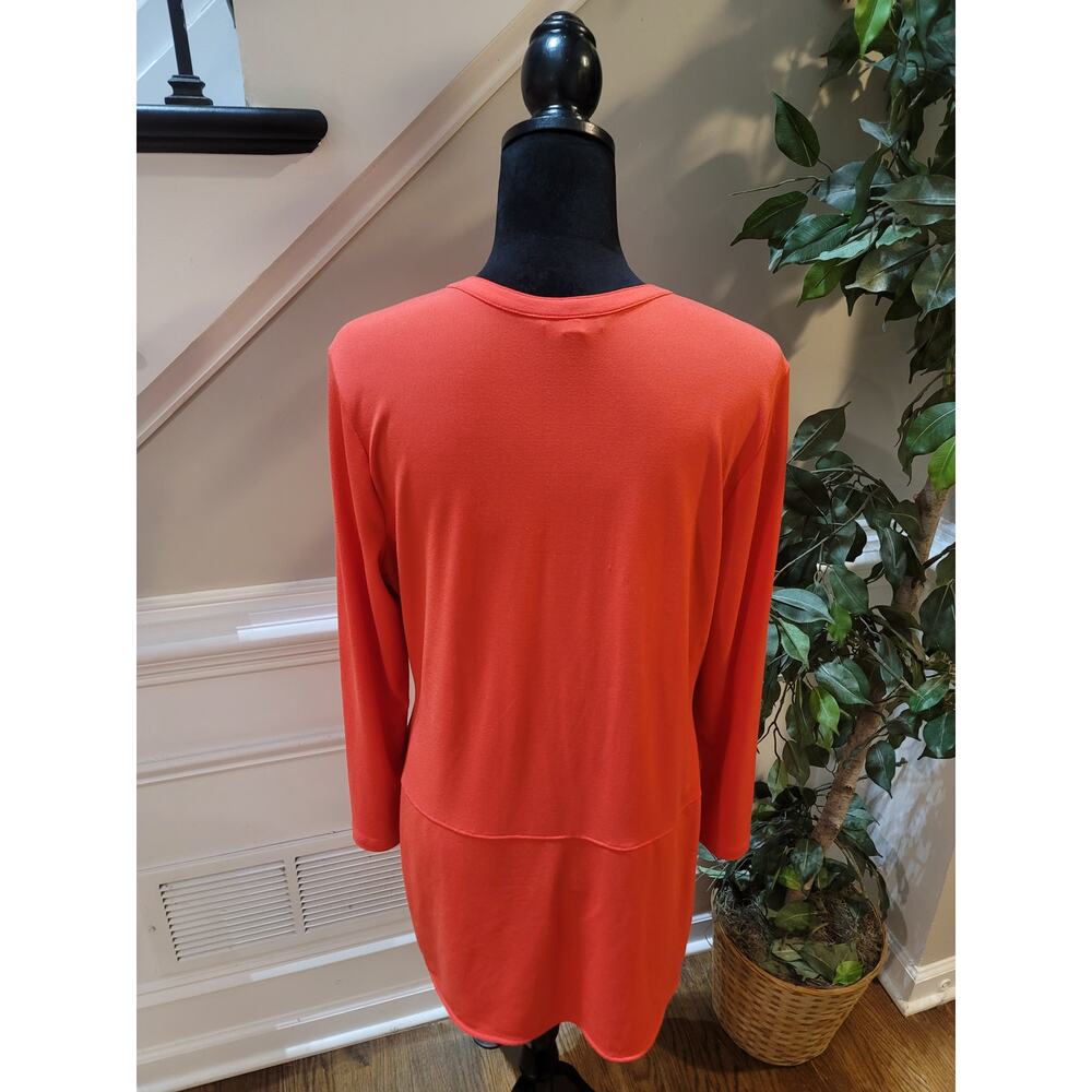 Lauren Ralph Lauren Tunic Blouse Women's Large Orange Crew Curved Hem Pullover - Picture 6 of 9